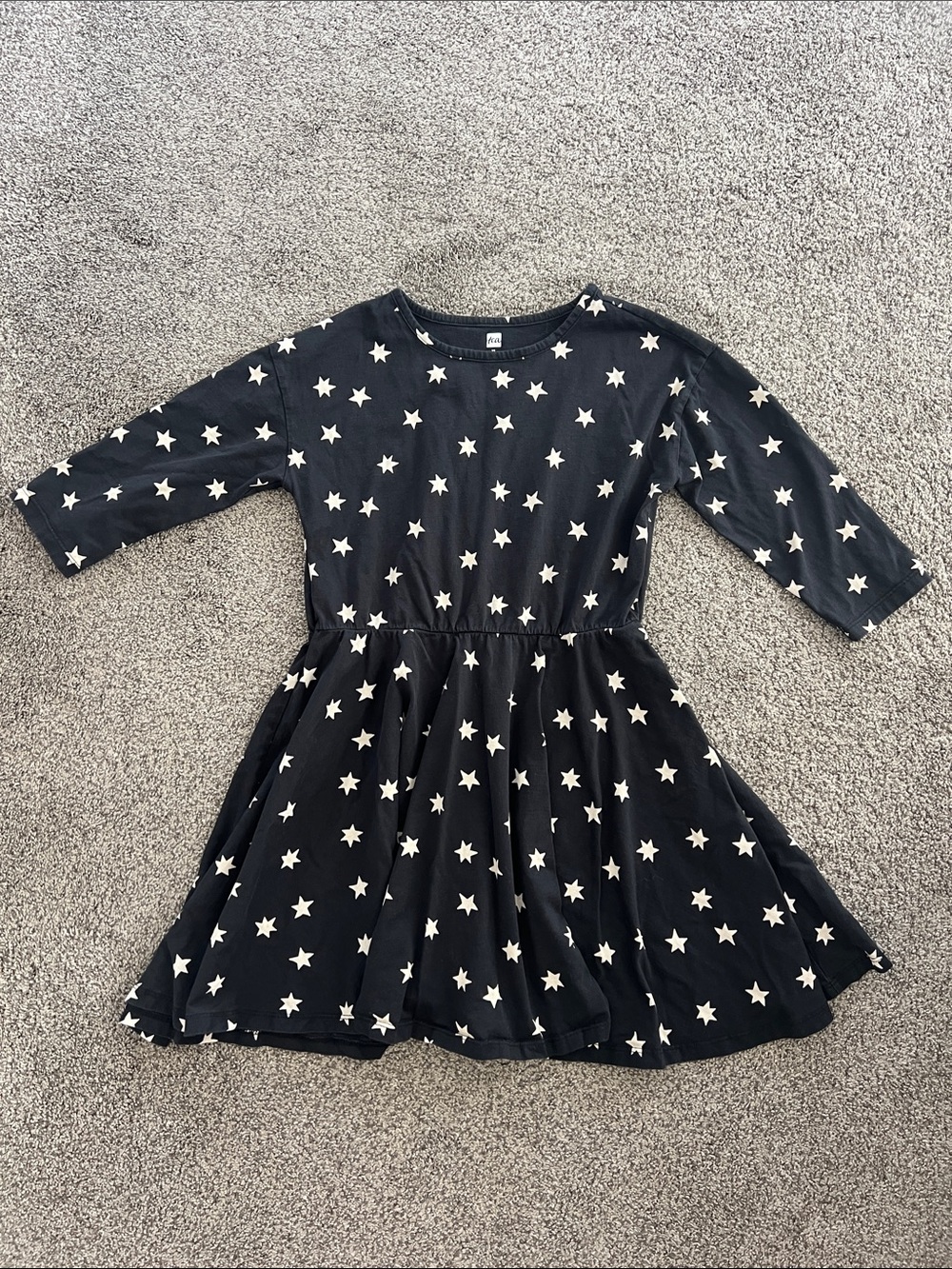Tea Collection Black Star Print 3/4 Sleeve Dress